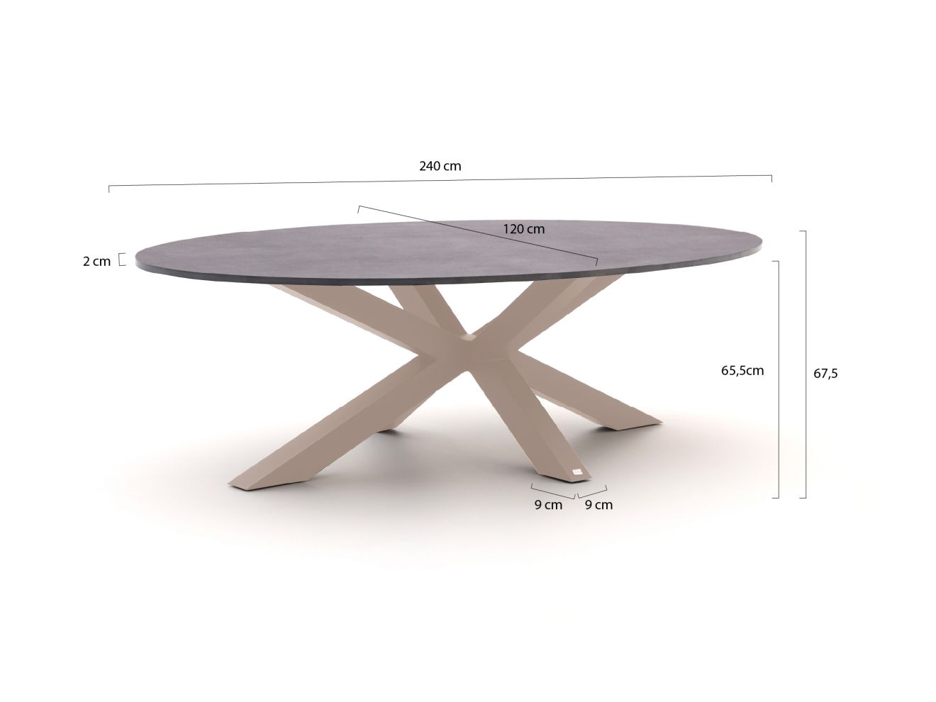 Bellagio Induno Ellips Low Dining Gartentisch 240x120 cm günstig online kaufen