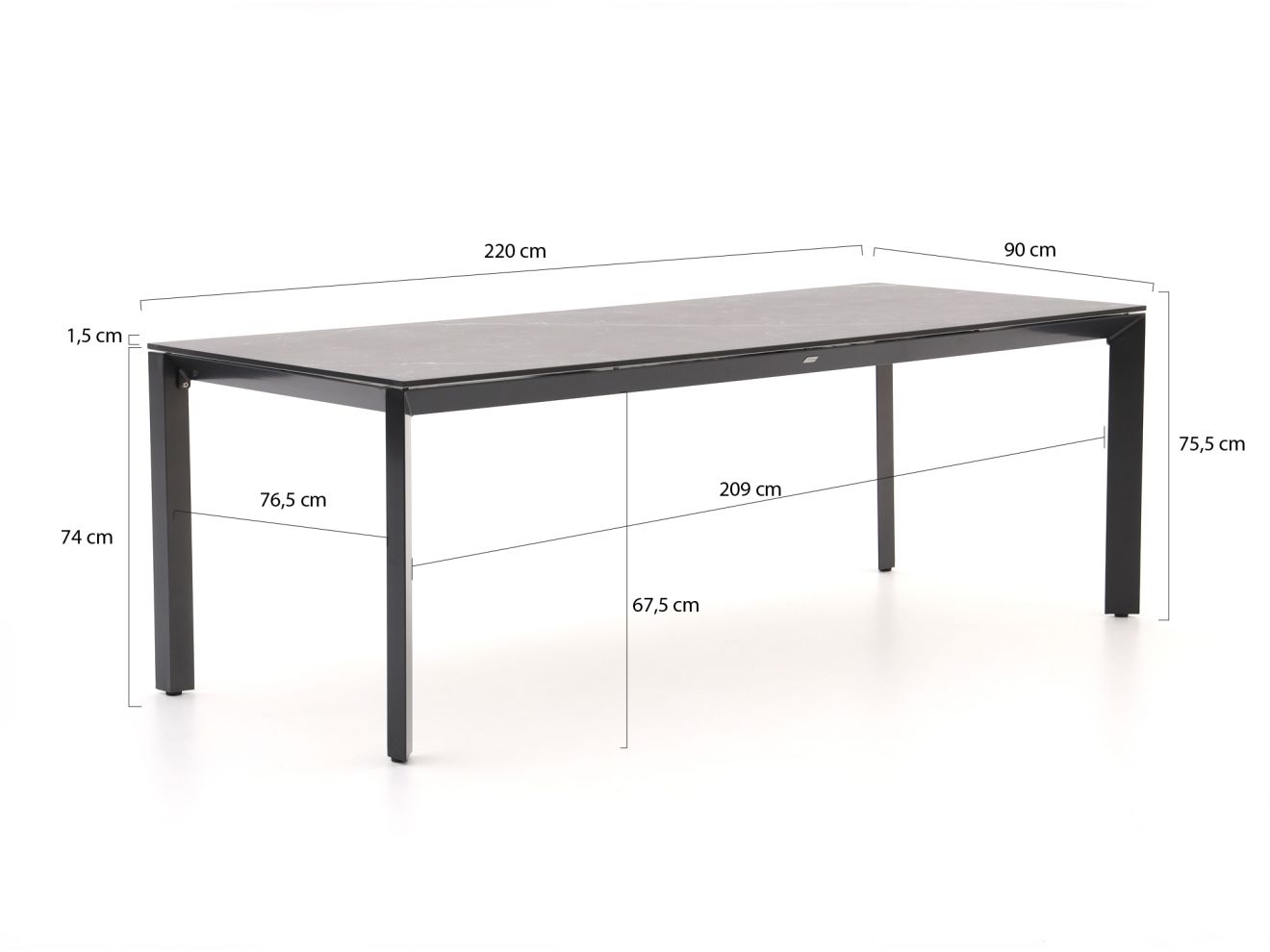 R&S Design Centallo/Sestino 220 cm Gartenmöbel-Set 7-teilig stapelbar günstig online kaufen