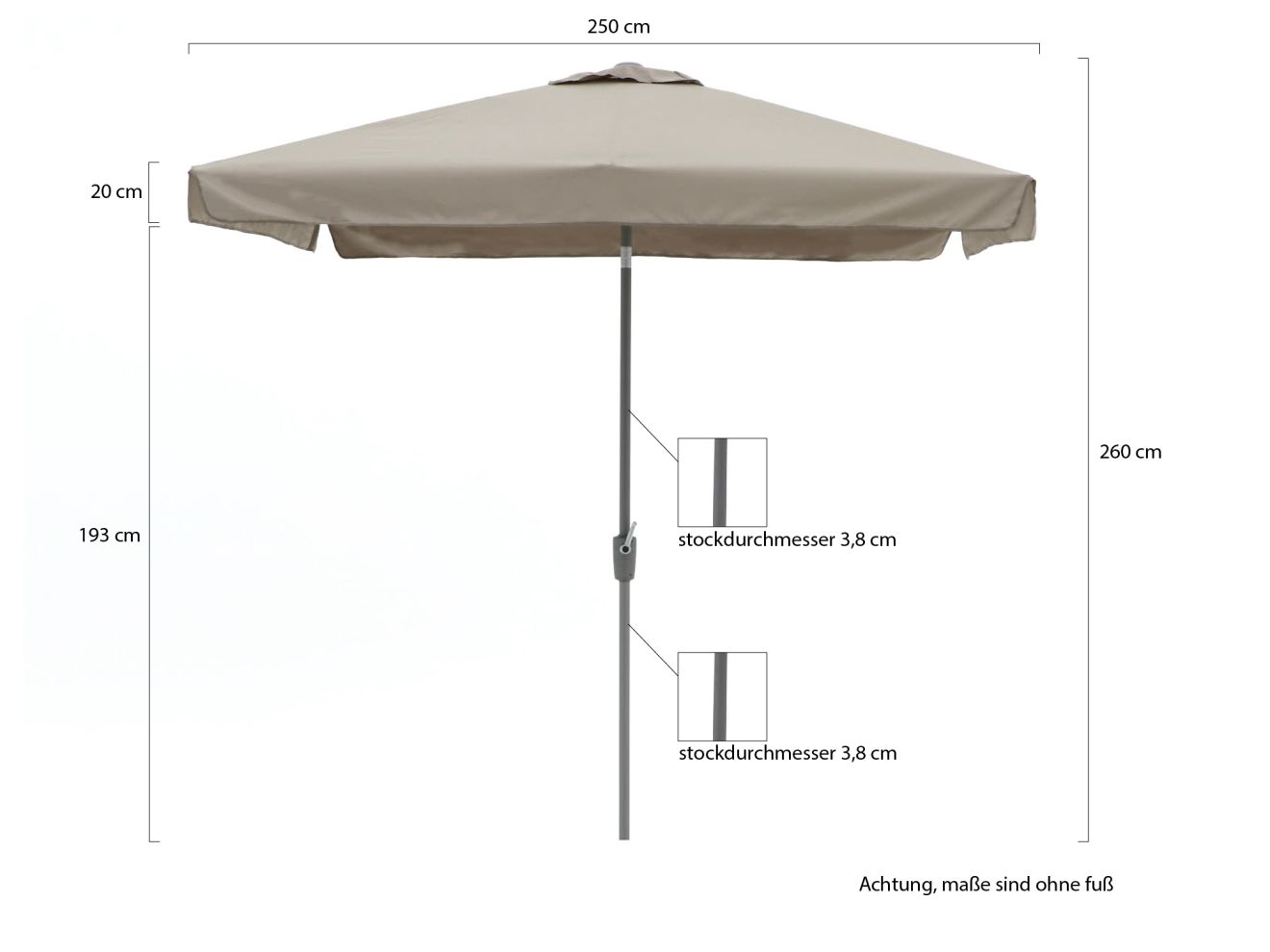 Shadowline Aruba Sonnenschirm 250x250 cm günstig online kaufen