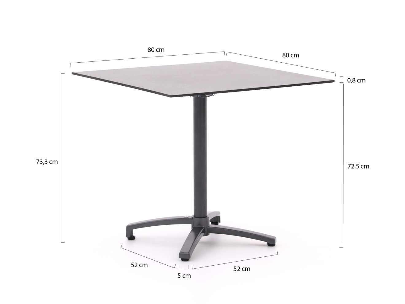 Bellagio Canzo Gartentisch klappbar 80x80x73 cm günstig online kaufen