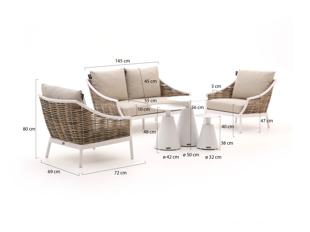 Apple Bee Milou/Tusa Sessel-Sofa Lounge-Set 4-Sitzer 6-teilig günstig online kaufen