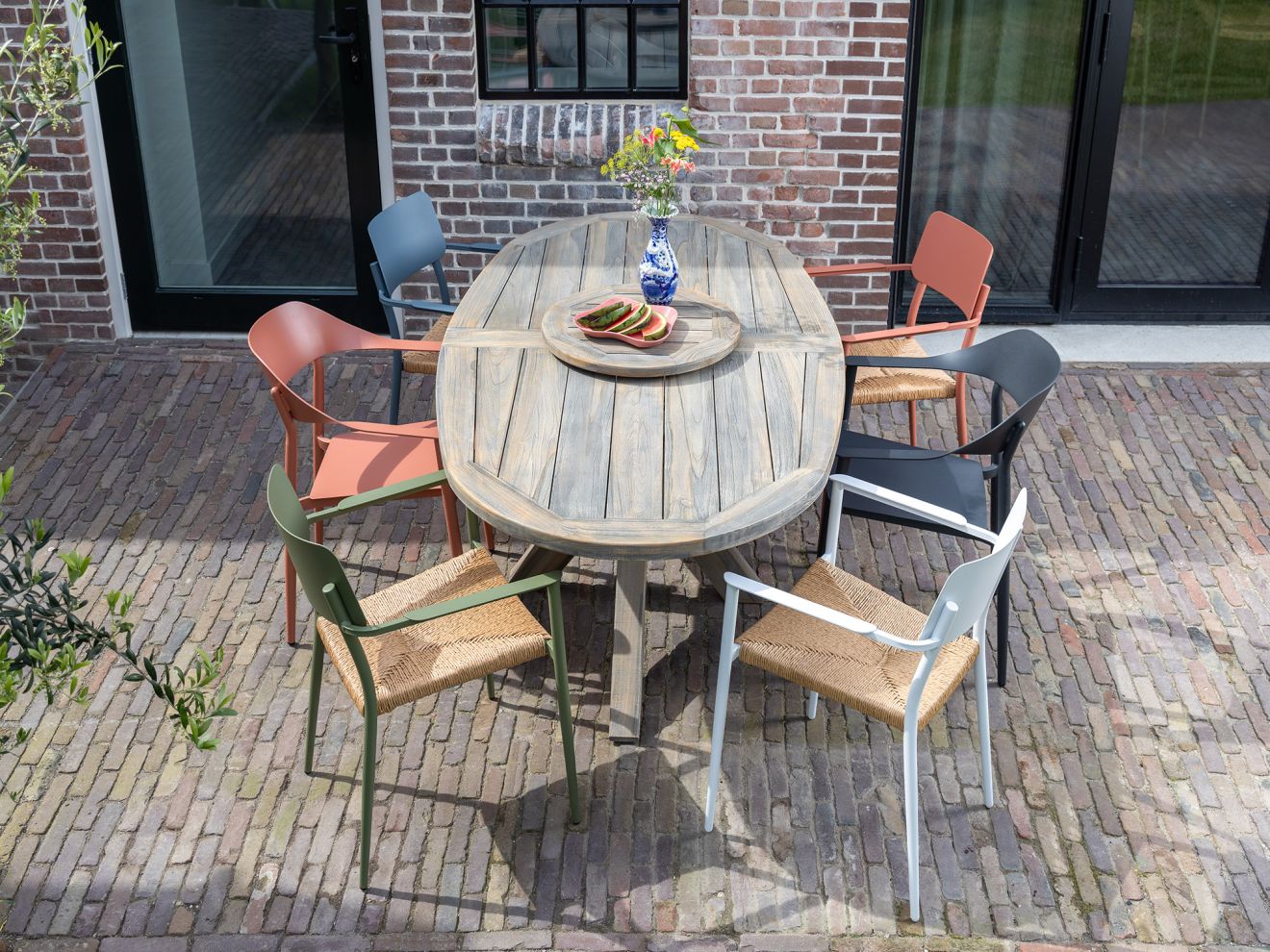 Bellagio Pizzoli/ROUGH-Y Ellips 200 cm Gartenmöbel-Set 5-teilig stapelbar Braun  Rabatt: 42 %