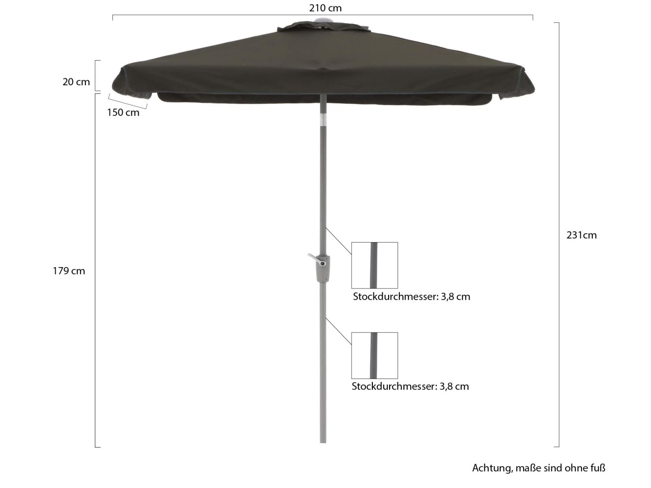 Shadowline Aruba Sonnenschirm 210x150 cm Schwarz Shadowline Aruba Sonnenschirm 210x150 cm Schwarz