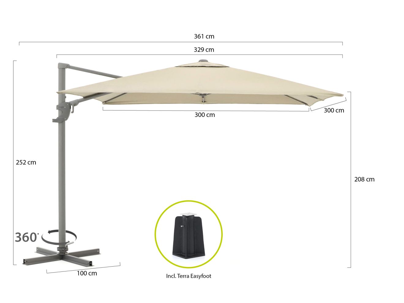 Shadowline Francisco Ampelschirm 300x300 cm günstig online kaufen