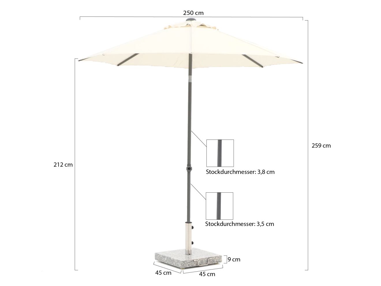Shadowline Push-up Sonnenschirm ø 250 cm günstig online kaufen