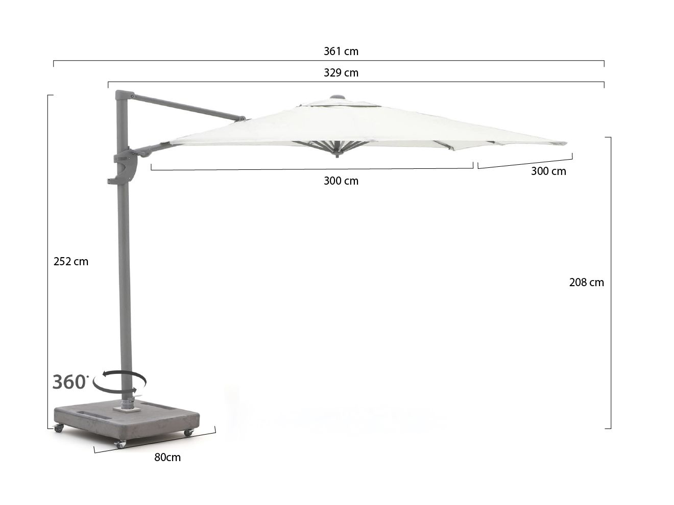 Shadowline Francisco zweefparasol 260x260cm günstig online kaufen