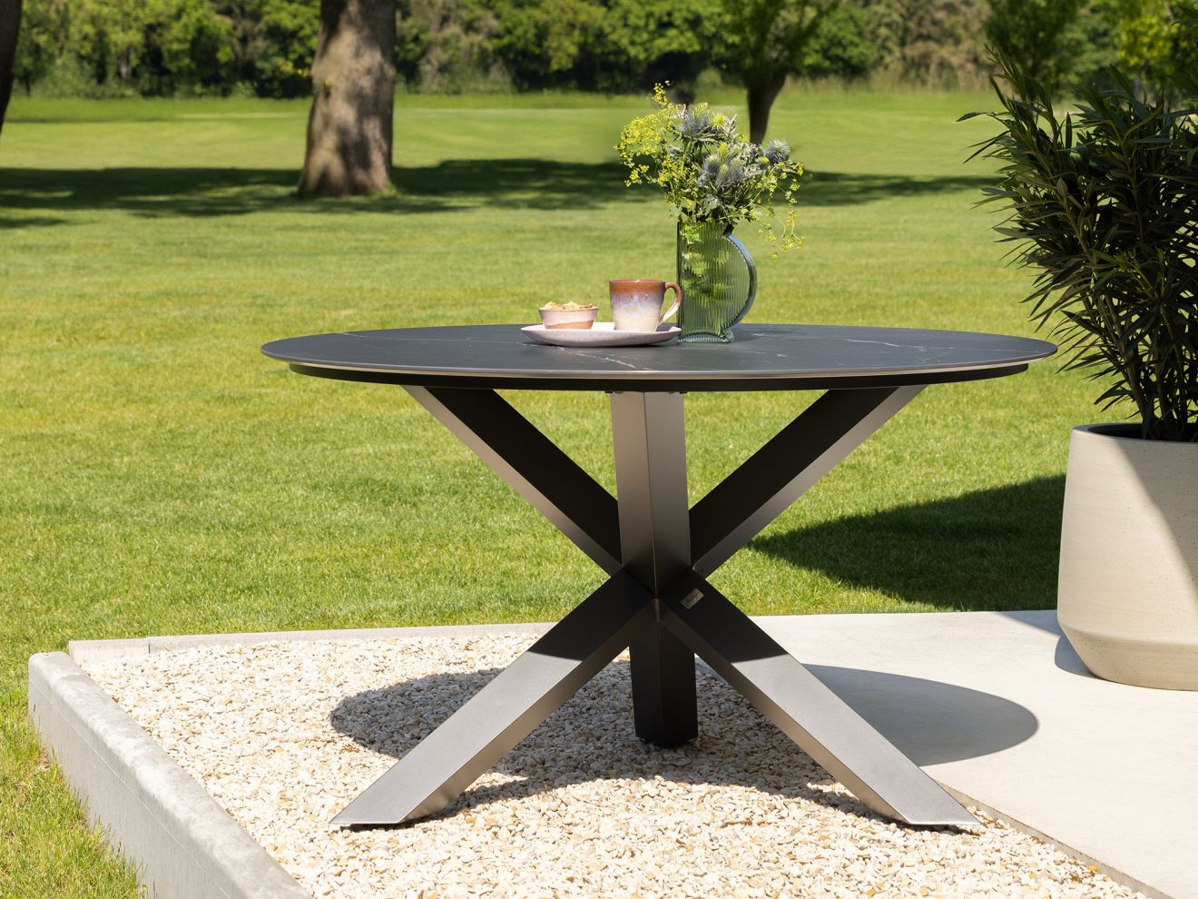 Bellagio Dranera/Lodola ø 150 cm Gartenmöbel-Set 6-teilig stapelbar Schwarz 150cm Rabatt: 20 %