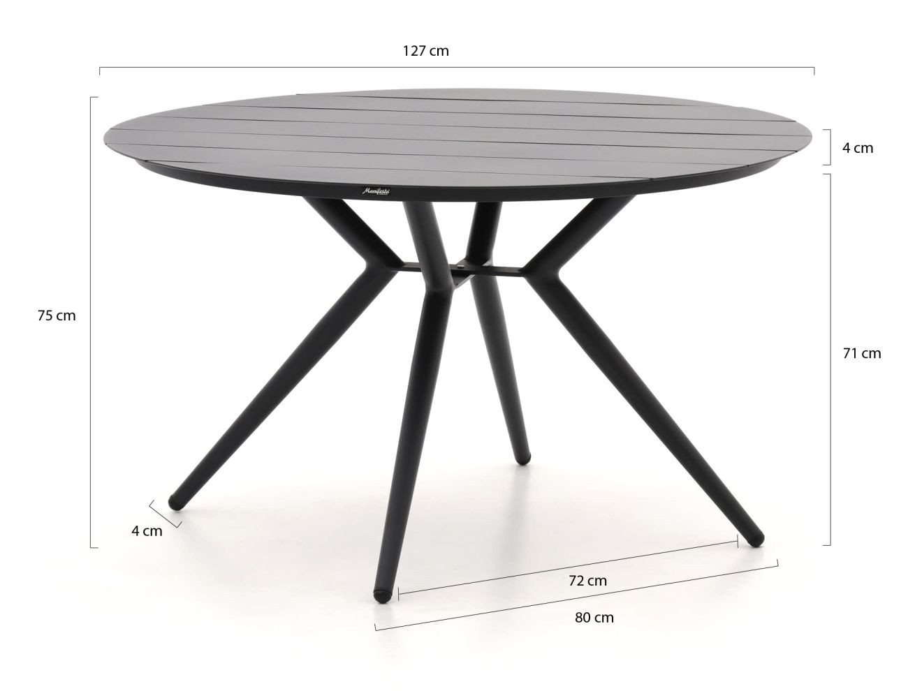 Manifesto Novara/Sora ø 127 cm Gartenmöbel-Set 6-teilig Grau 127cm Rabatt: 20 %