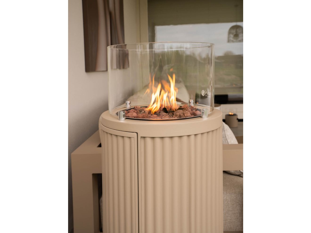 Cosipillar Curved Feuersäule ø 40 cm (h:112 cm) Taupe 40cm