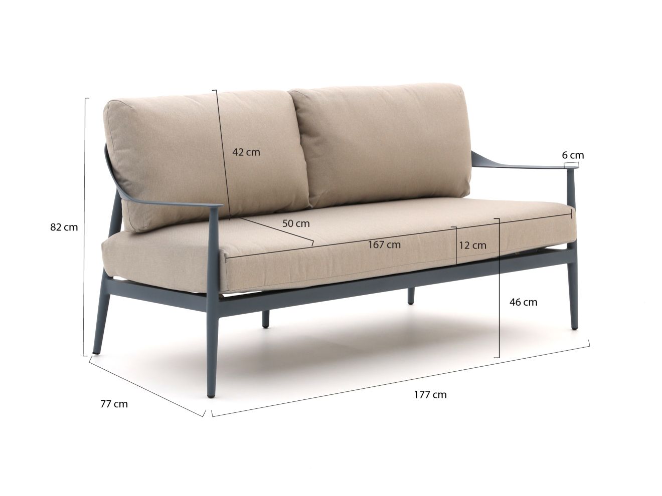 Bellagio Valli Gartensofa 177 cm Blau 17...