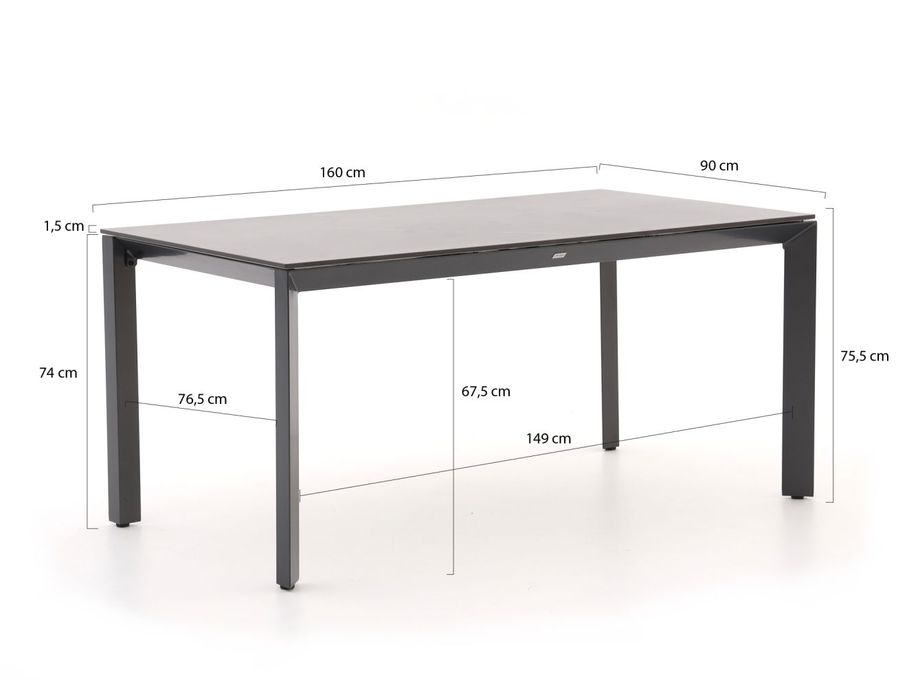 R&S Design Centallo/Sestino 160 cm Gartenmöbel-Set 5-teilig stapelbar günstig online kaufen
