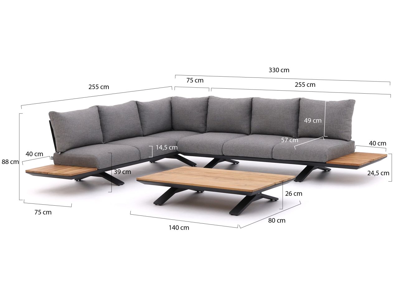 SUNS Stockholm Ecklounge-Set 3-teilig li...