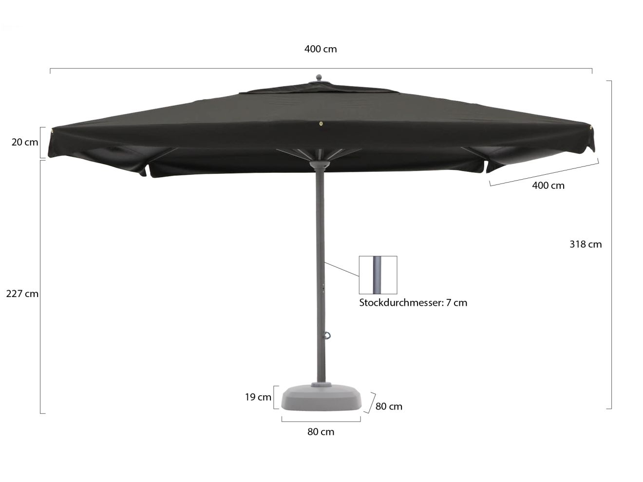 Shadowline Java Sonnenschirm 400x400 cm günstig online kaufen