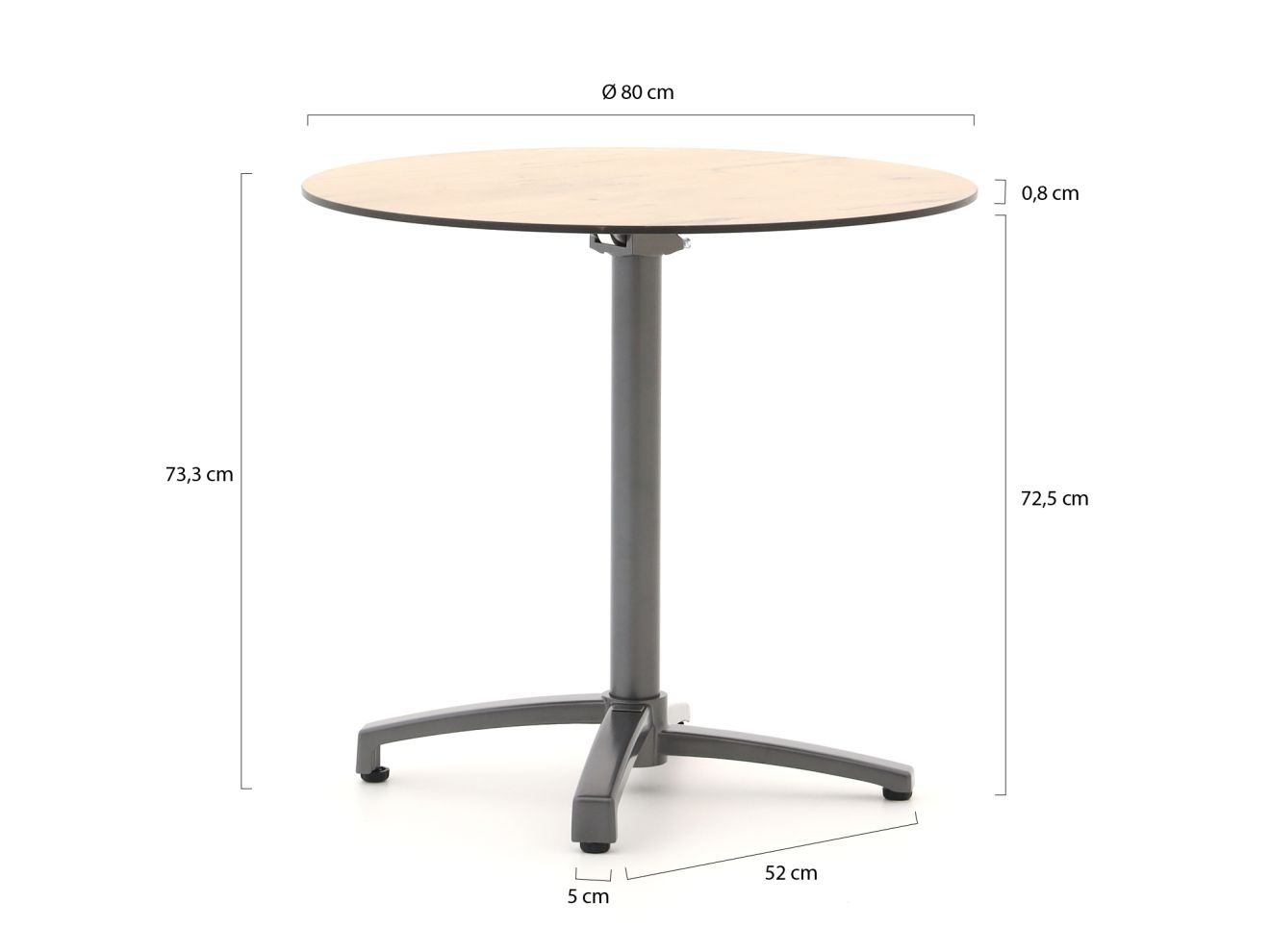 Bellagio Canzo Gartentisch klappbar ø80 cm (h:73 cm) günstig online kaufen