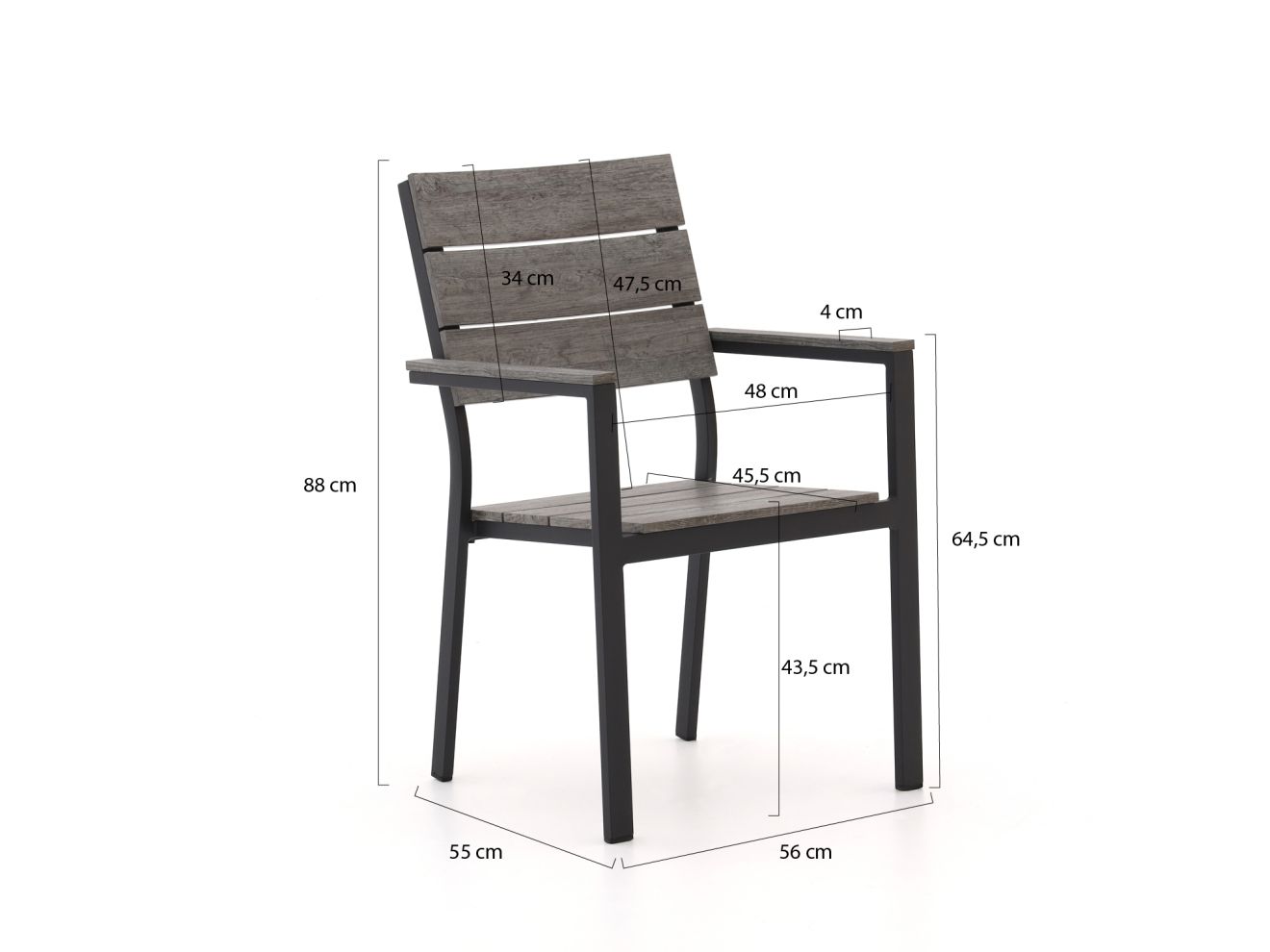 Bellagio Fidenza 90 cm Gartenmöbel-Set 3-Teilig Stapelbar günstig online kaufen
