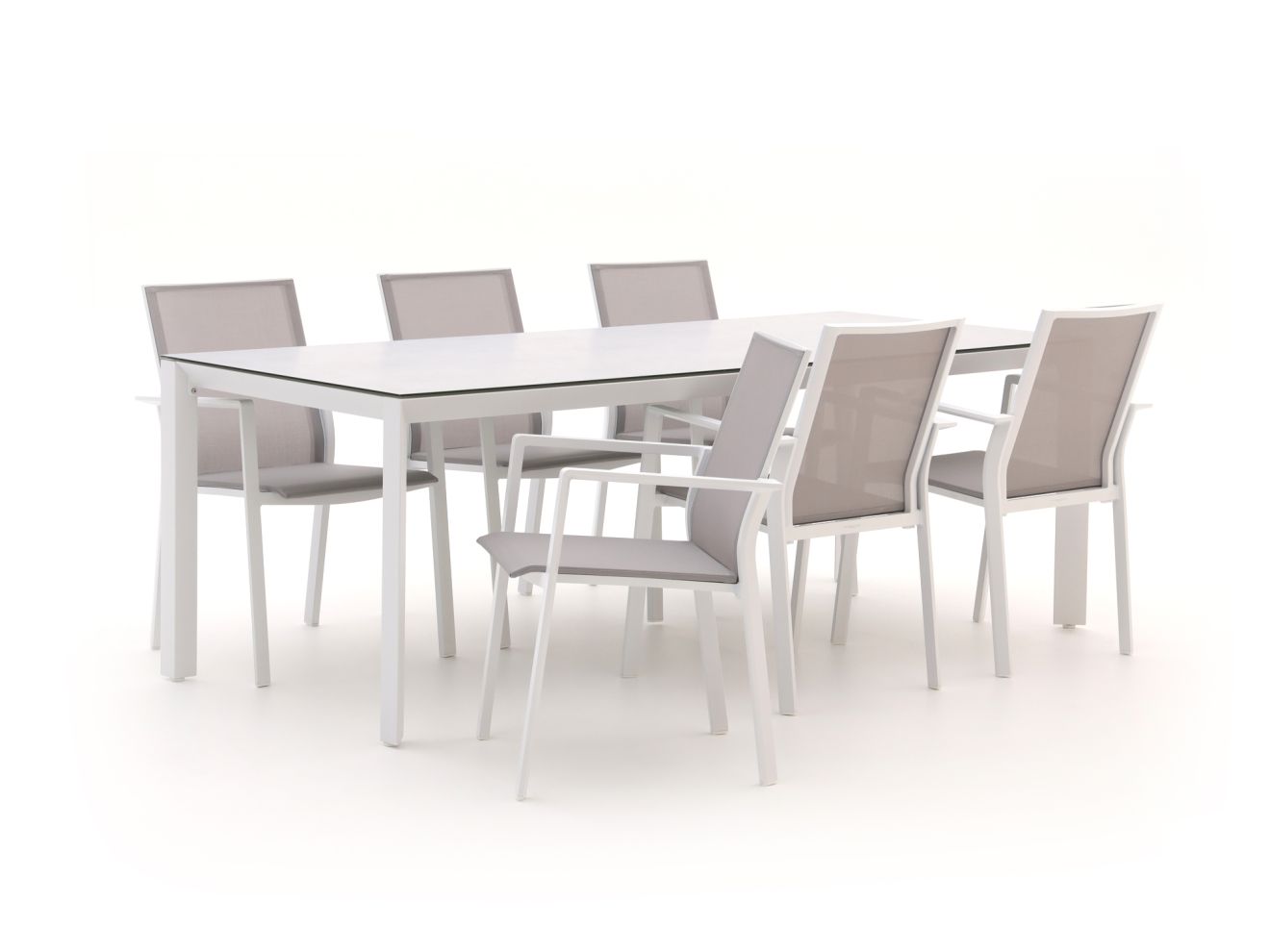 Bernstein Amberg/Veneto 220 cm Gartenmöbel-Set 7-teilig stapelbar Weiß  Rabatt: 26 %