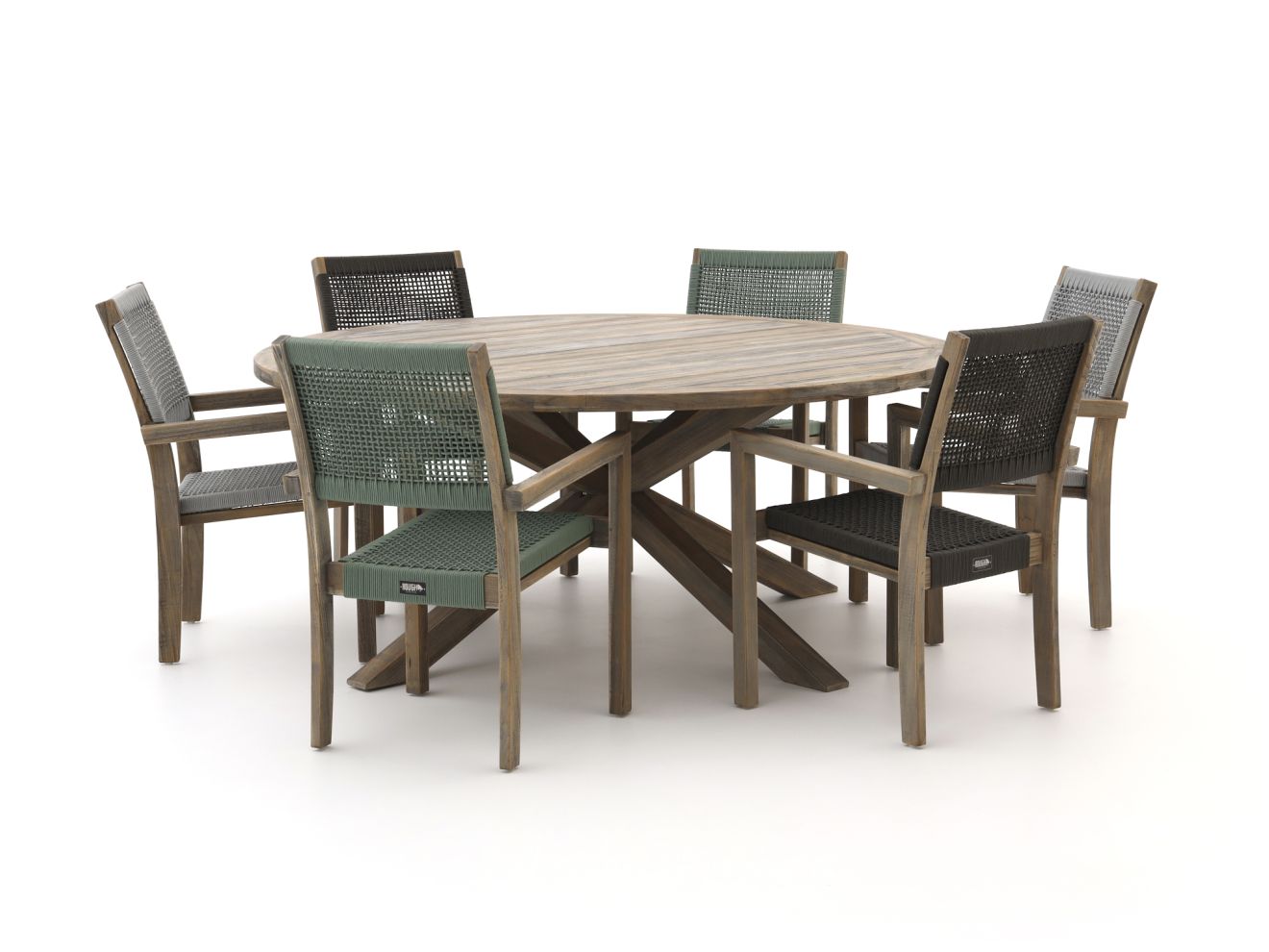 ROUGH Batang Rope/ROUGH-Y ø 180cm dining tuinset 7-delig stapelbaar günstig online kaufen