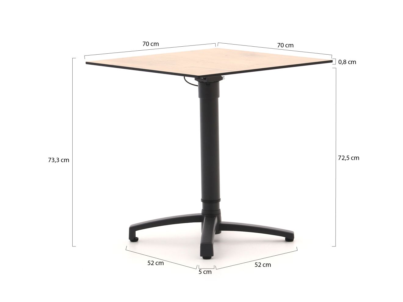 Bellagio Canzo Klapptisch 70x70x73/109 cm verstellbar günstig online kaufen