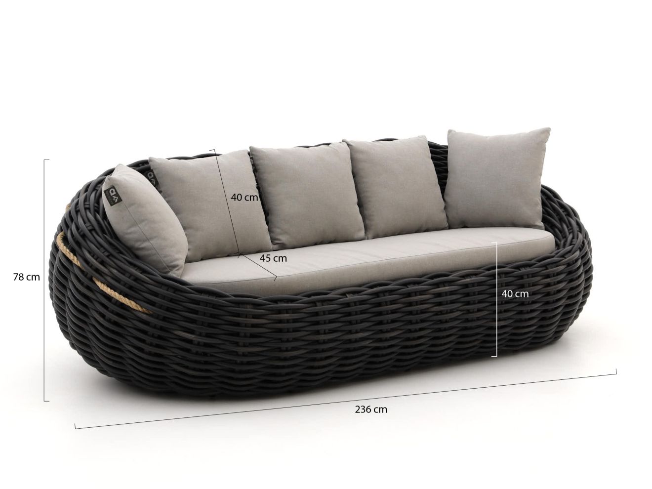 Apple Bee Cocoon Gartensofa 3-Sitzer 236 cm günstig online kaufen