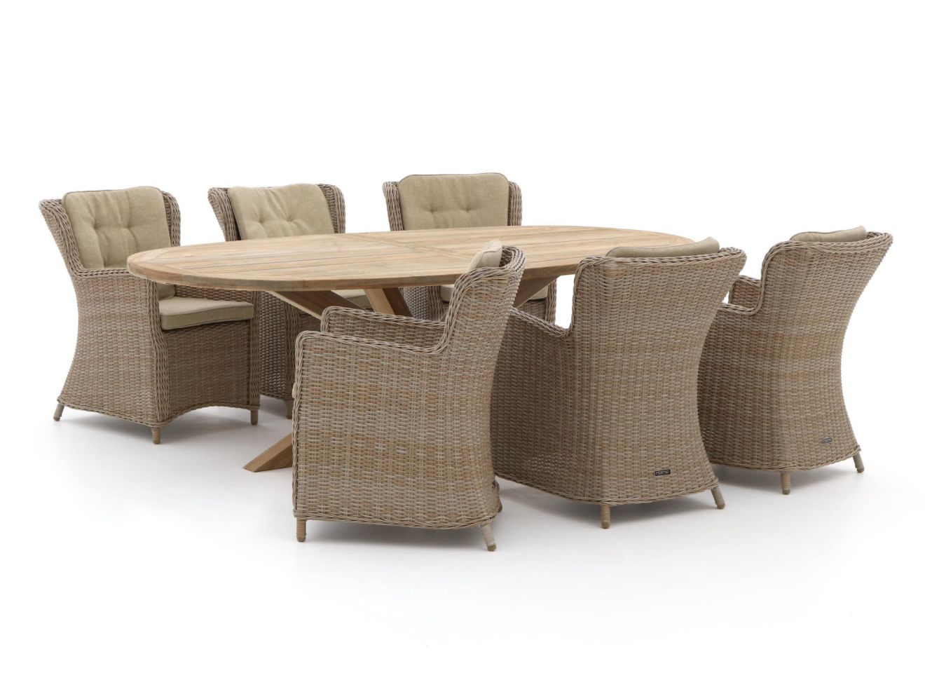 Intenso Milano/ROUGH-Y Ellips 240 cm Gartenmöbel-Set 7-teilig Taupe  Rabatt: 30 %