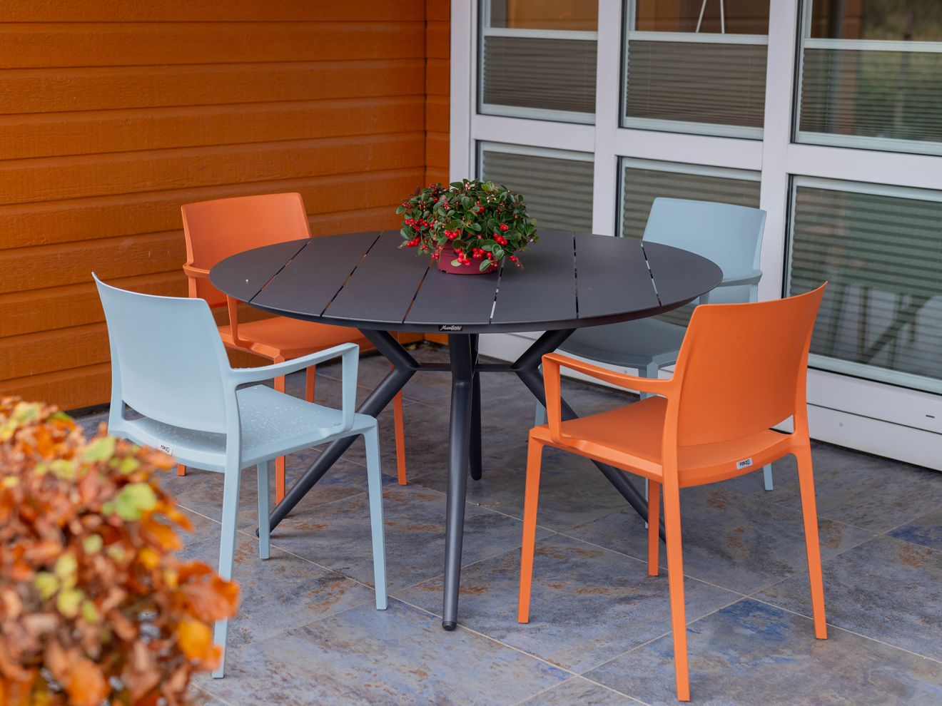 Forza Sile/Canzo ø 80 cm Gartenmöbel-Set 5-teilig stapelbar klappbar Orange  Rabatt: 20 %