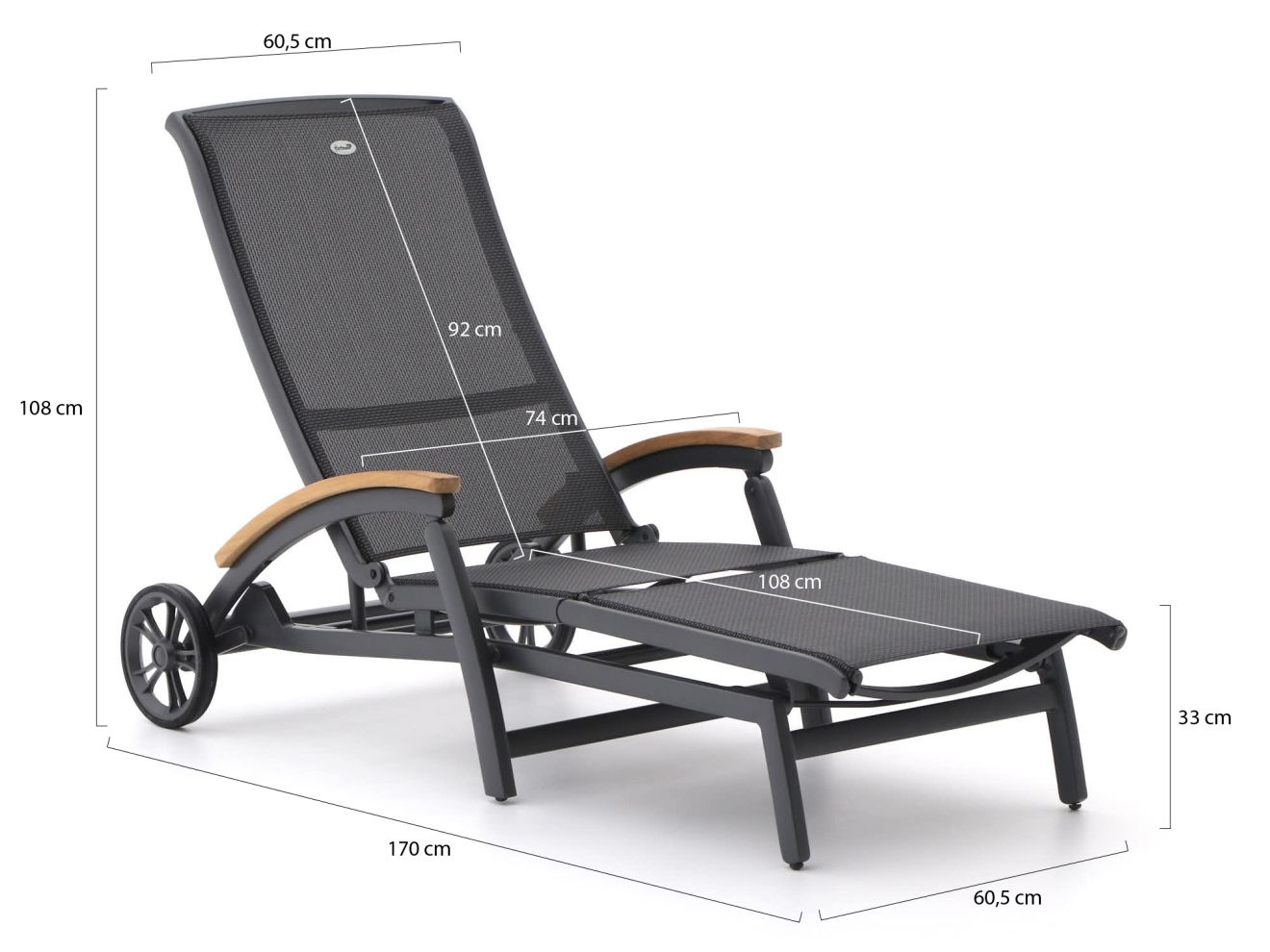 Hartman Da Vinci Gartenliege mit Rädern Grau  Rabatt: 35 %