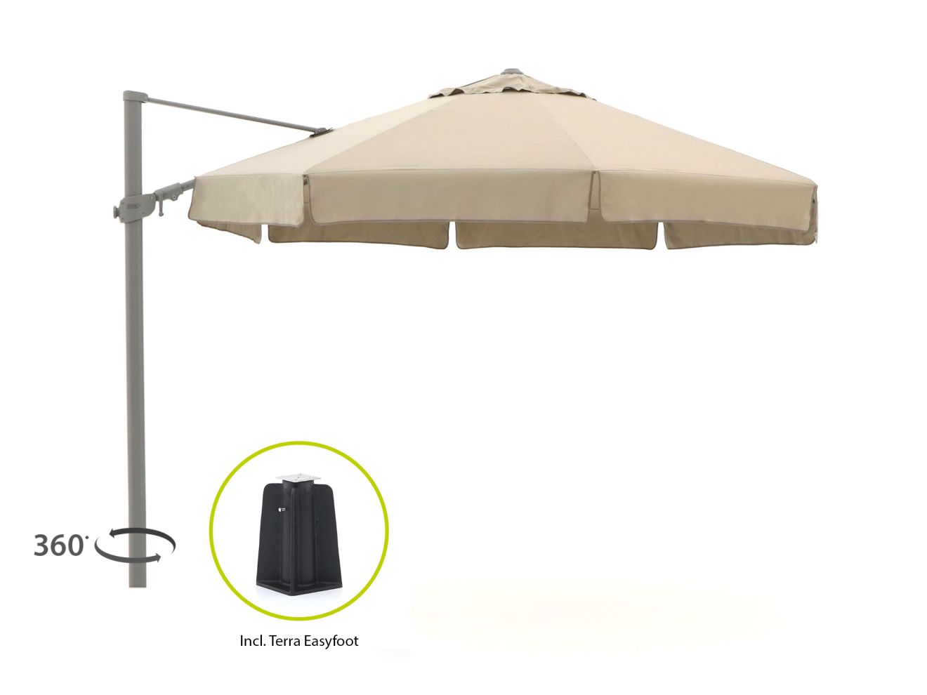 Shadowline Miami Ampelschirm ø 350 cm Taupe 350cm Shadowline Miami Ampelschirm ø 350 cm Taupe 350cm