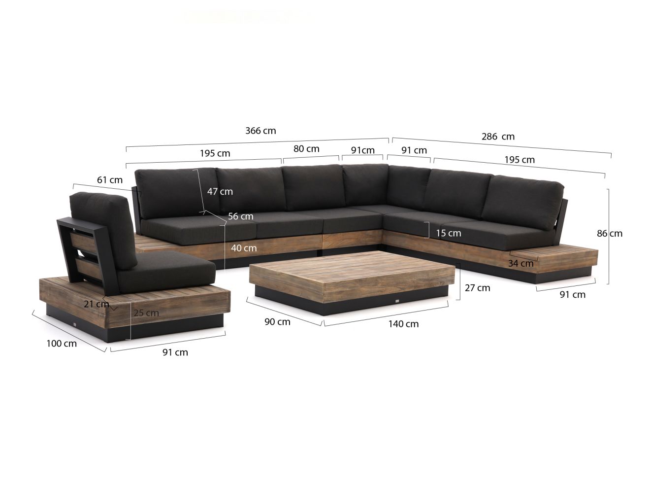 Bellagio Pilago Ecklounge-Set 6-teilig Grau 0x0cm Rabatt: 18 %