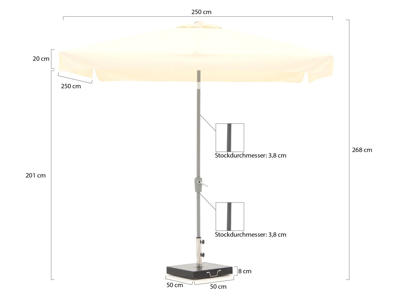 Shadowline Aruba Sonnenschirm 250x250 cm günstig online kaufen
