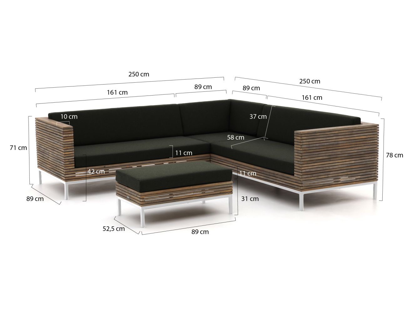 ROUGH-D Ecklounge-Set 4-teilig Braun 250x250cm Rabatt: 30 %