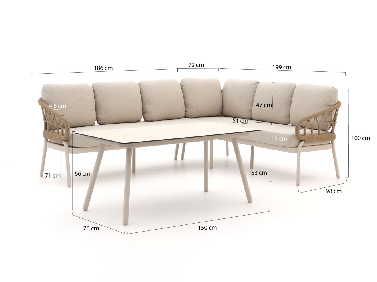 Bellagio Pinerolo Gartentisch Lounge-Set...