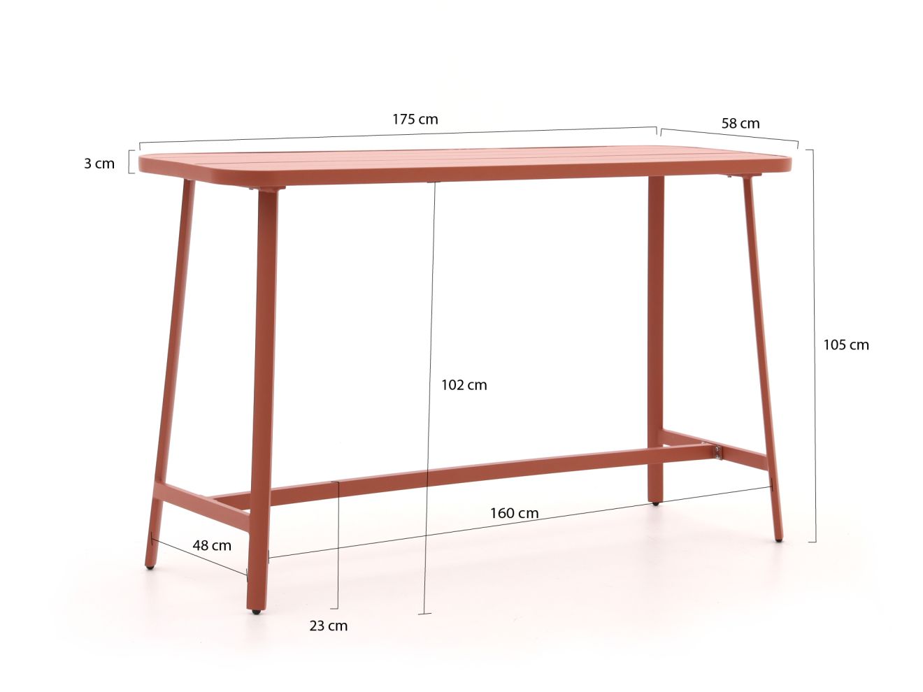 Bellagio Cino 175 cm Gartenbar-Set 5-Teilig Stapelbar Rot  Rabatt: 19 %