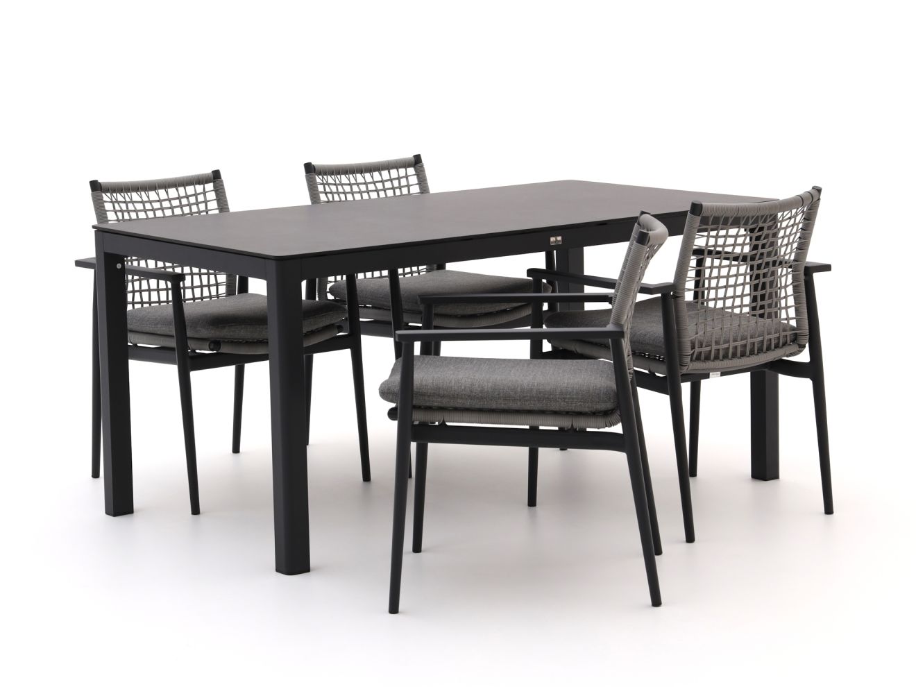 Bellagio Pizzoli/La Fonte 160 cm Gartenmöbel-Set 5-Teilig Stapelbar Schwarz  Rabatt: 19 %