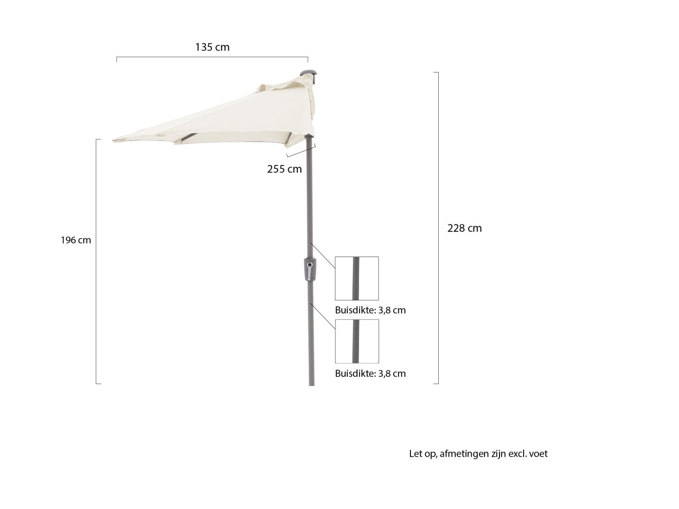 Shadowline balkon-Sonnenschirm 255x135 c...
