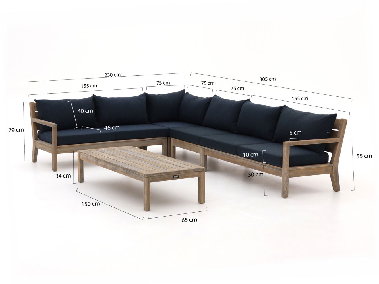 ROUGH Batang Ecklounge-Set 5-teilig links Braun 305x230cm Rabatt: 20 %