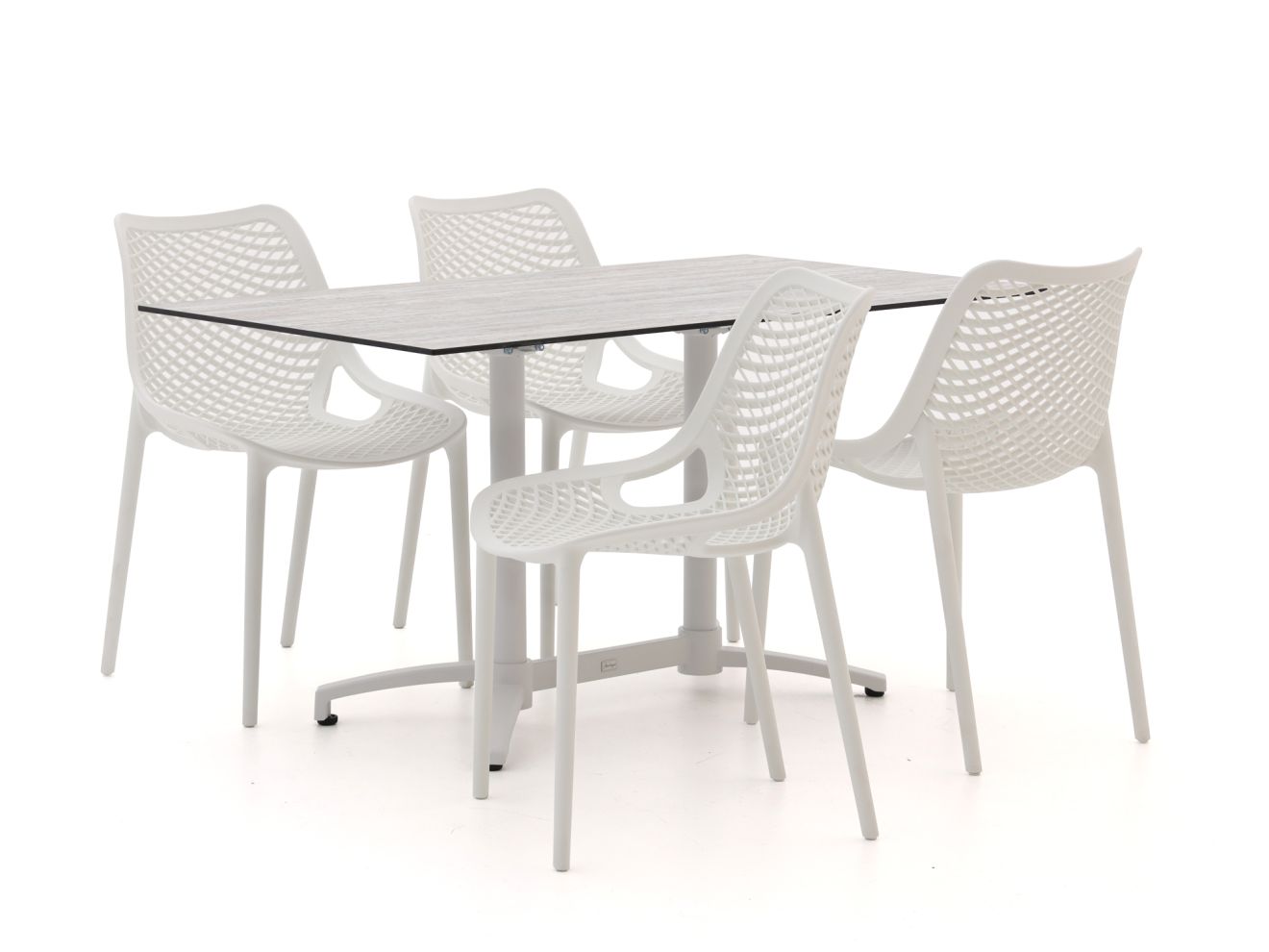 Forza Ripi/Canzo 140 cm Gartenmöbel-Set 5-teilig stapelbar klappbar Grau