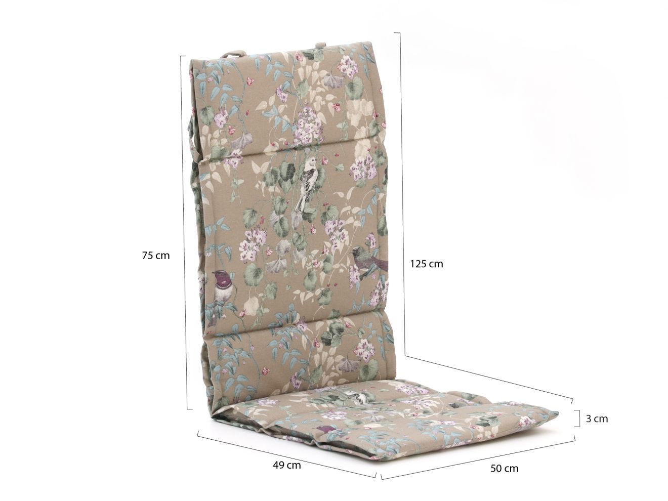 Madison Auflage Hochlehner dünn 125x50  cm Taupe 125x50cm