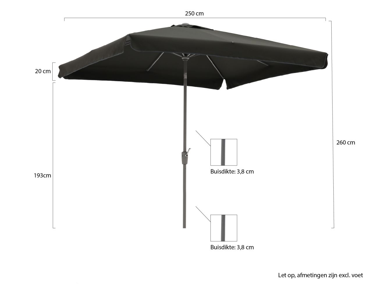 Shadowline Aruba Sonnenschirm 250x250 cm... Shadowline Aruba Sonnenschirm 250x250 cm...