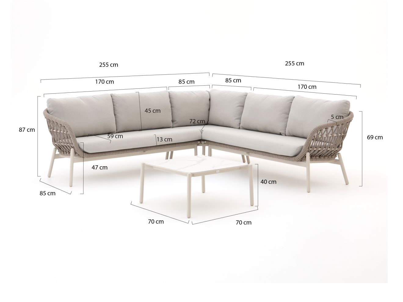 Bellagio Cupello Ecklounge-Set 4-teilig Weiß 255x85cm Rabatt: 28 %