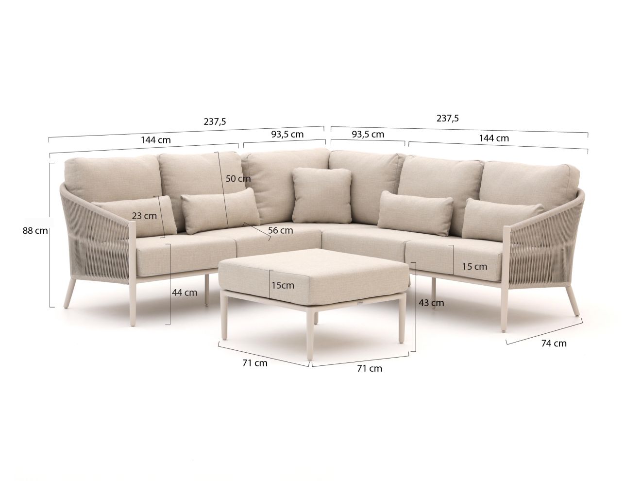 Bellagio Mineo Ecklounge-Set 4-teilig Taupe 237.5x237.5cm Rabatt: 20 %