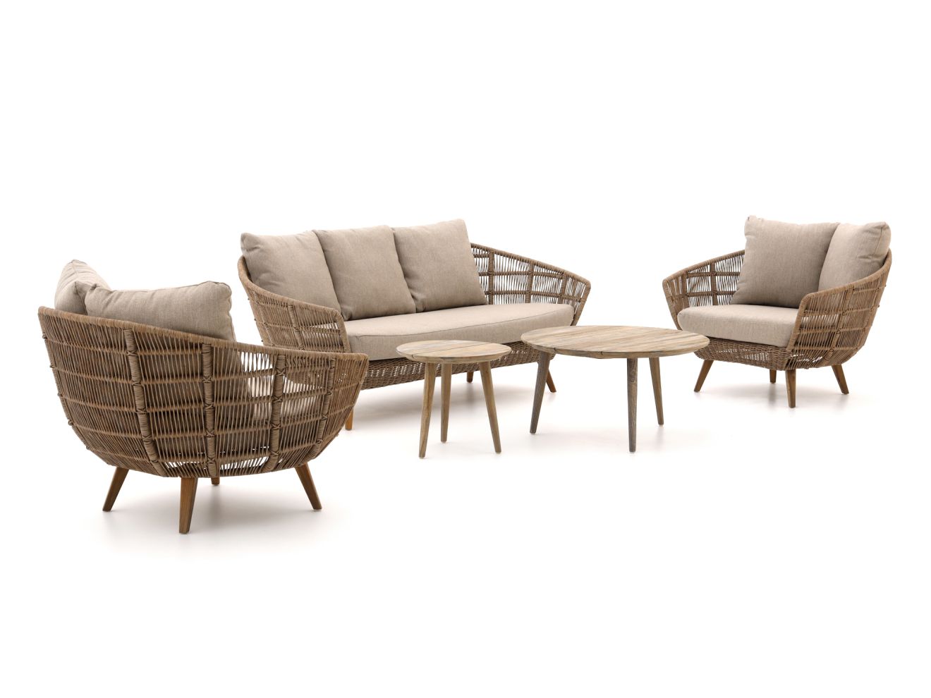 Intenso Stila/ROUGH-K Sessel-Sofa lounge-Set--5-teilig