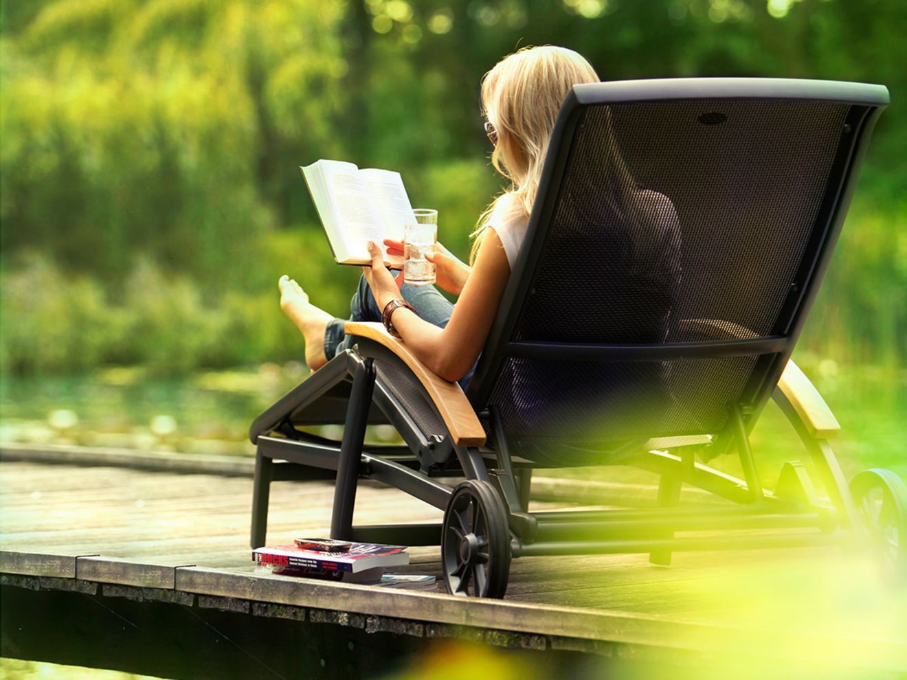 Hartman Da Vinci Gartenliege mit Rädern Grau  Rabatt: 35 %