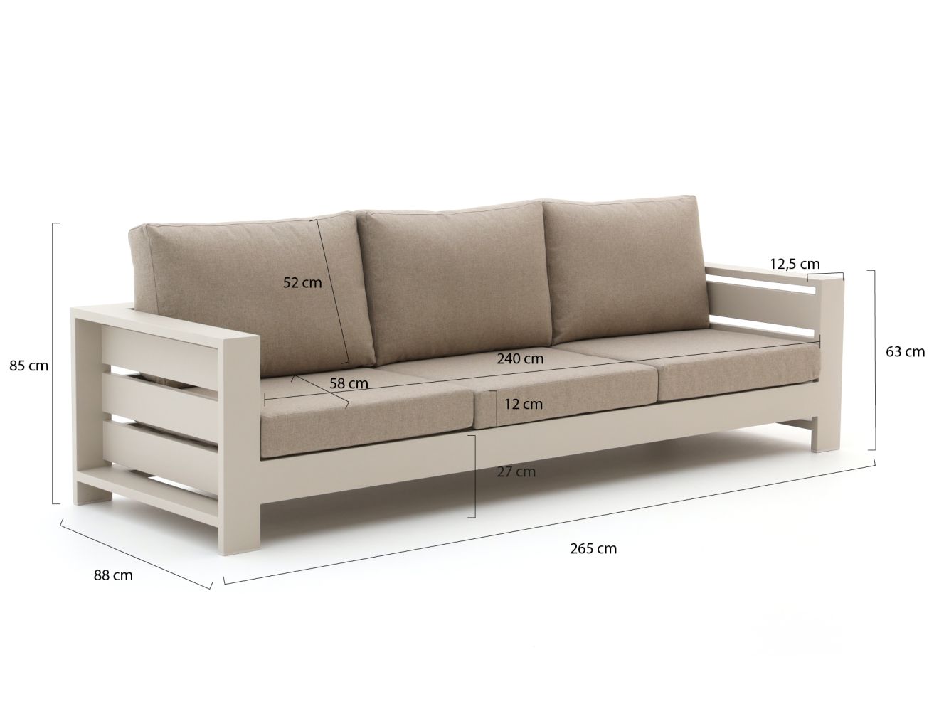 Bellagio Avolo Gartensofa 3-Sitzer 265 cm günstig online kaufen