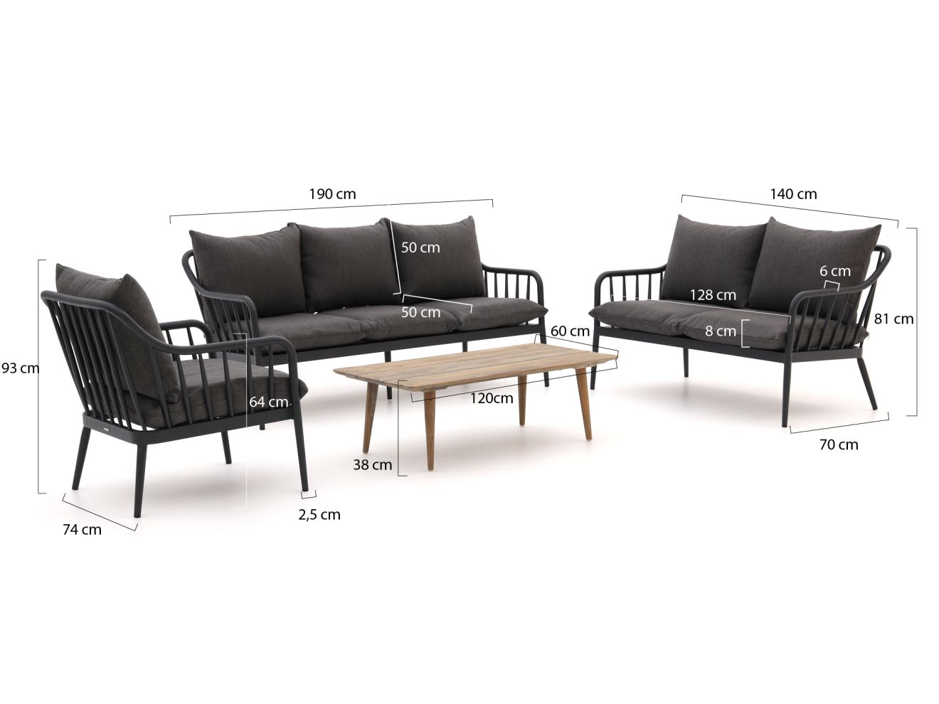 Manifesto Celante/ROUGH-K Sessel-Sofa Lounge-Set 4-teilig Grau 0x0cm Rabatt: 20 %