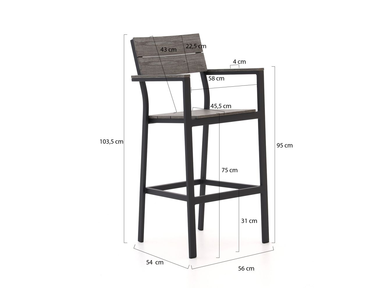 Bellagio Fidenza 80 cm Gartenbar-Set 5-Teilig günstig online kaufen