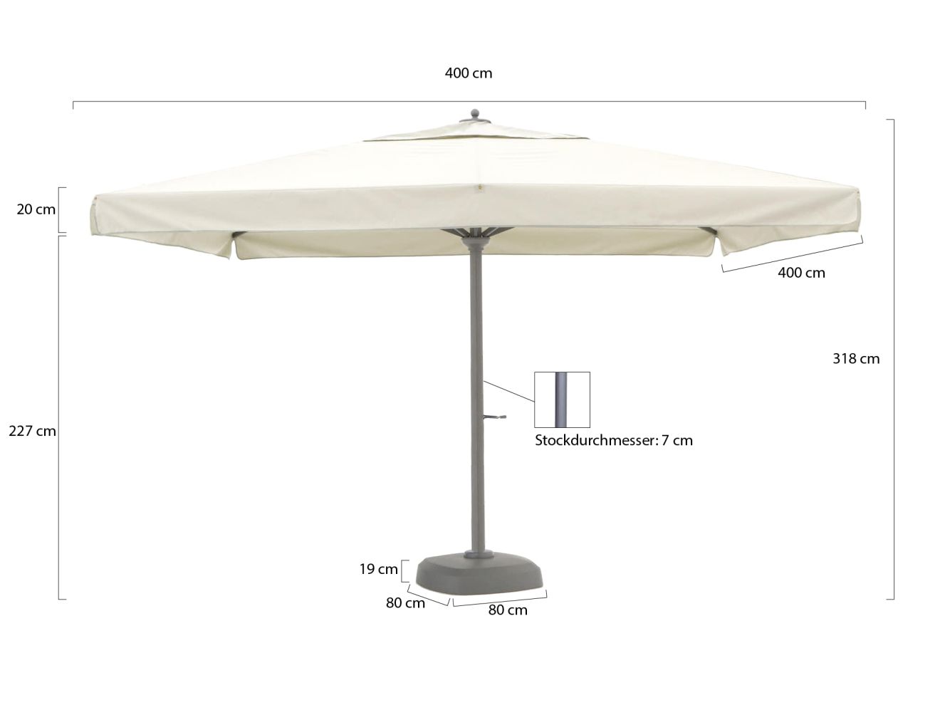 Shadowline Java Sonnenschirm 400x400 cm günstig online kaufen