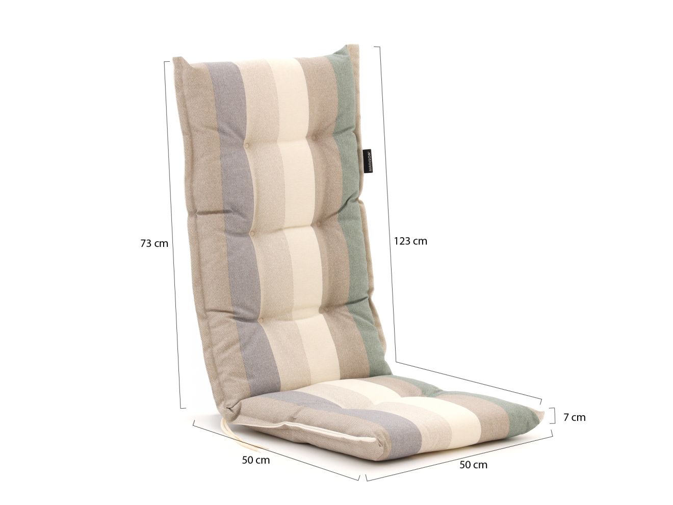 Madison Hochlehner dick 123x50 cm Taupe 123x50cm