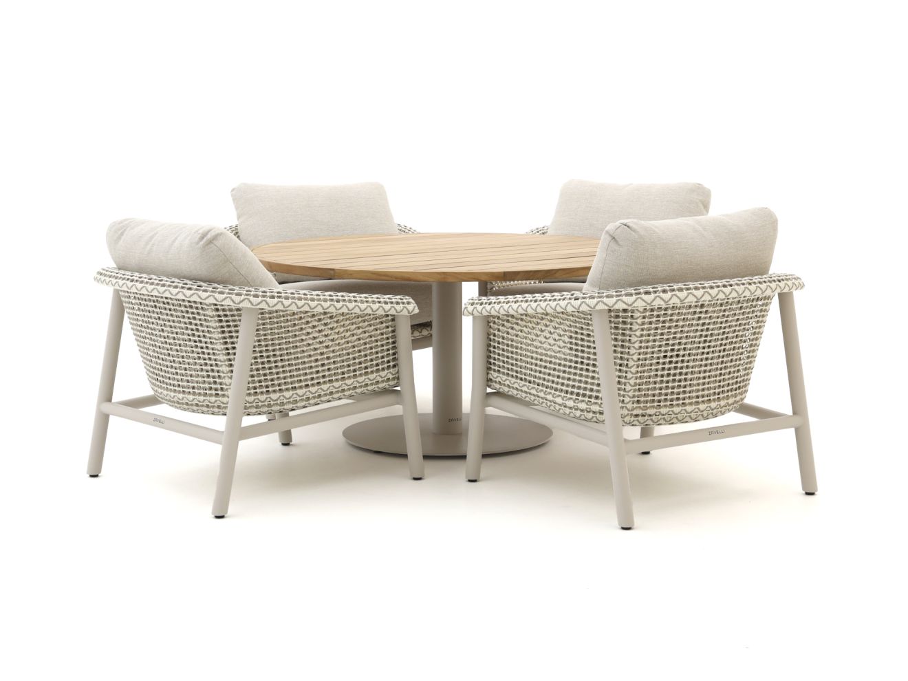 Zavelli Cuore ø 150 cm Low Dining Gartenmöbel-Set 5-teilig Taupe 150cm