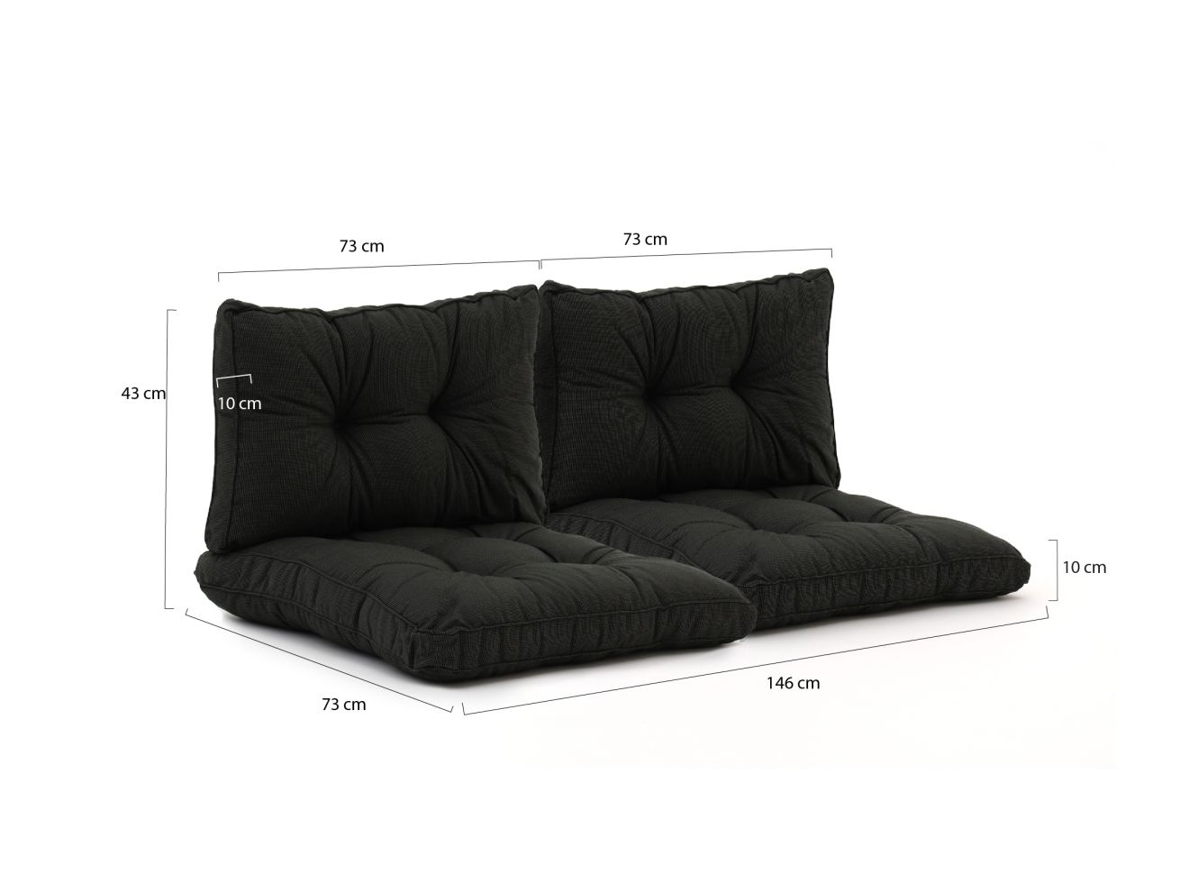 Madison Florance Loungekissen Set Sitz ca. 73x73 cm Rücken ca. 73x43 cm 4-teilig Schwarz 73x43cm Rabatt: 18 %