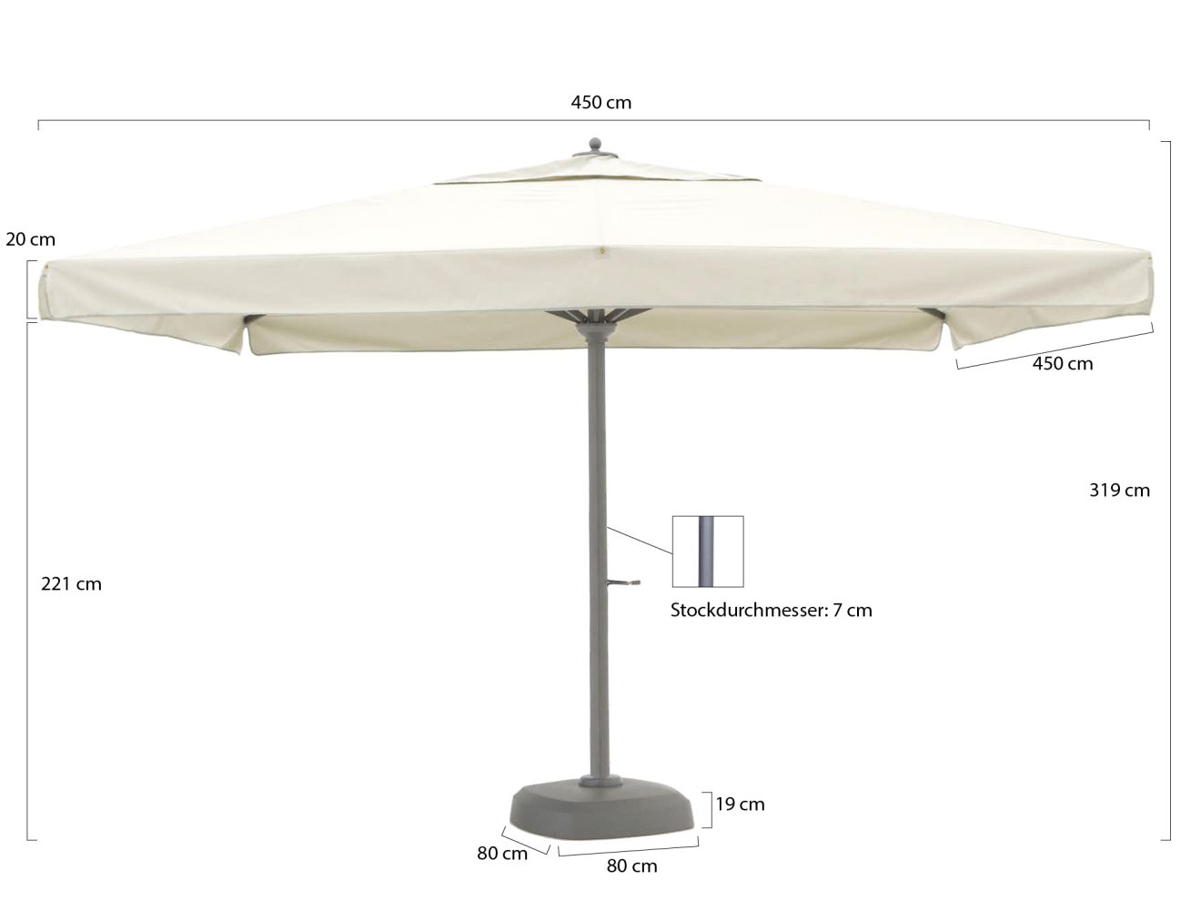 Shadowline Java Sonnenschirm 450x450 cm günstig online kaufen